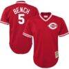 Johnny Bench Cincinnati Reds Mitchell & Ness Youth Cooperstown Collection Mesh Batting Practice Jersey - Red - Front View