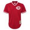 Johnny Bench Cincinnati Reds Mitchell & Ness Youth Cooperstown Collection Mesh Batting Practice Jersey - Red - Side View