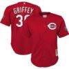 Ken Griffey Jr. Cincinnati Reds Mitchell & Ness Youth Cooperstown Collection Mesh Batting Practice Jersey - Red - Front View
