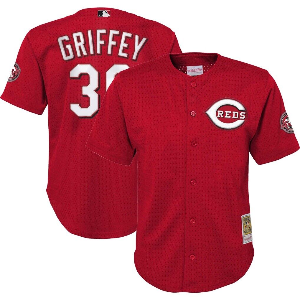 Ken Griffey Jr. Cincinnati Reds Mitchell & Ness Youth Cooperstown Collection Mesh Batting Practice Jersey