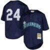 Ken Griffey Jr. Seattle Mariners Mitchell & Ness Youth Cooperstown Collection Mesh Batting Practice Jersey - Navy - Front View