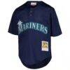 Ken Griffey Jr. Seattle Mariners Mitchell & Ness Youth Cooperstown Collection Mesh Batting Practice Jersey - Navy - Side View