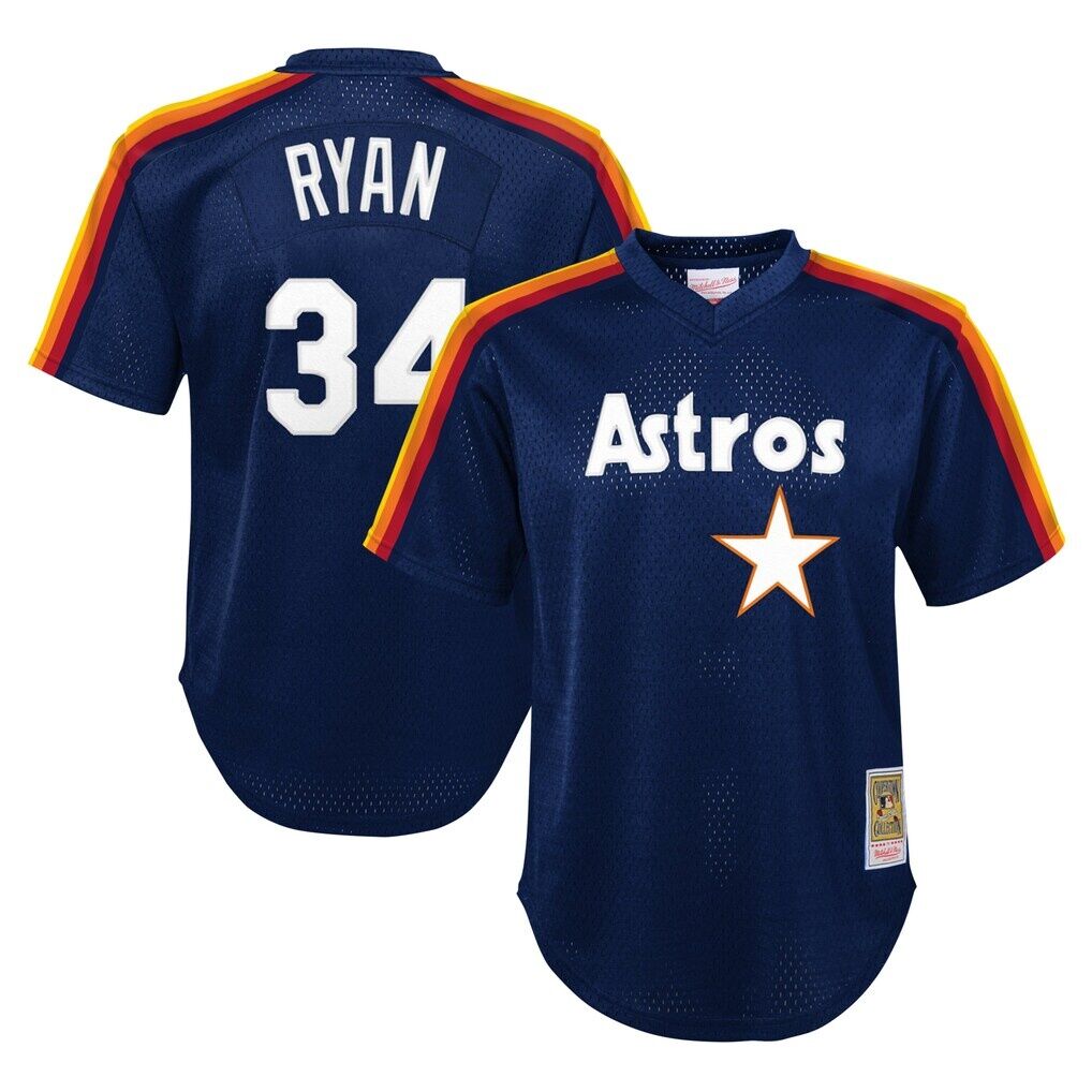 Nolan Ryan Houston Astros Mitchell & Ness Youth Cooperstown Collection Mesh Batting Practice Jersey