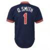 Ozzie Smith St. Louis Cardinals Mitchell & Ness Youth Cooperstown Collection Mesh Batting Practice Jersey - Navy - Detail View