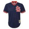 Ozzie Smith St. Louis Cardinals Mitchell & Ness Youth Cooperstown Collection Mesh Batting Practice Jersey - Navy - Side View