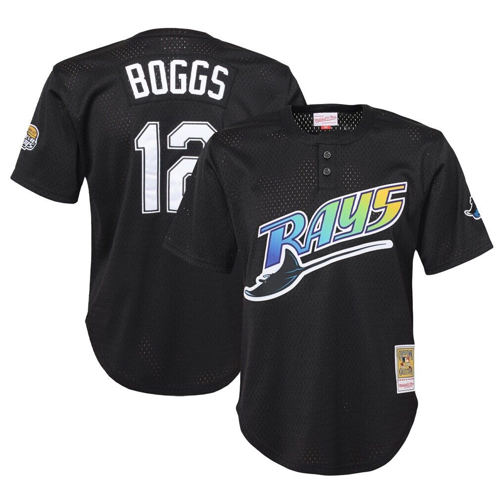 Wade Boggs Tampa Bay Rays Mitchell & Ness Youth Cooperstown Collection Mesh Batting Practice Jersey