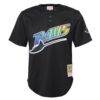 Wade Boggs Tampa Bay Rays Mitchell & Ness Youth Cooperstown Collection Mesh Batting Practice Jersey - Black - Side View