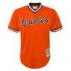 Cal Ripken Jr. Baltimore Orioles Mitchell & Ness Youth Cooperstown Collection Mesh Batting Practice Jersey - Orange - Side View
