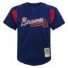 Chipper Jones Atlanta Braves Mitchell & Ness Youth Cooperstown Collection Mesh Batting Practice Jersey - Navy - Back View
