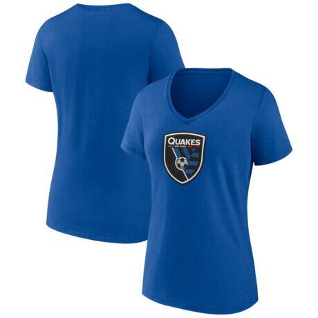 San Jose Earthquakes Fashion7 Women's Logo V-Neck T-Shirt - Blue - Front View