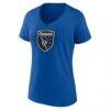 San Jose Earthquakes Fashion7 Women's Logo V-Neck T-Shirt - Blue - Side View
