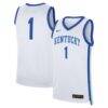 #1 Kentucky Wildcats Nike Home Replica Jersey - White - Front View