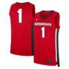 #1 Georgia Bulldogs Nike Road Replica Jersey - Red - Front View