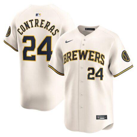William Contreras Milwaukee Brewers Nike Home Limited Player Jersey - Cream - Front View