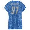 Aidan Hutchinson Detroit Lions Girls Youth Sequin Player Name & Number V-Neck Dress - Blue - Detail View