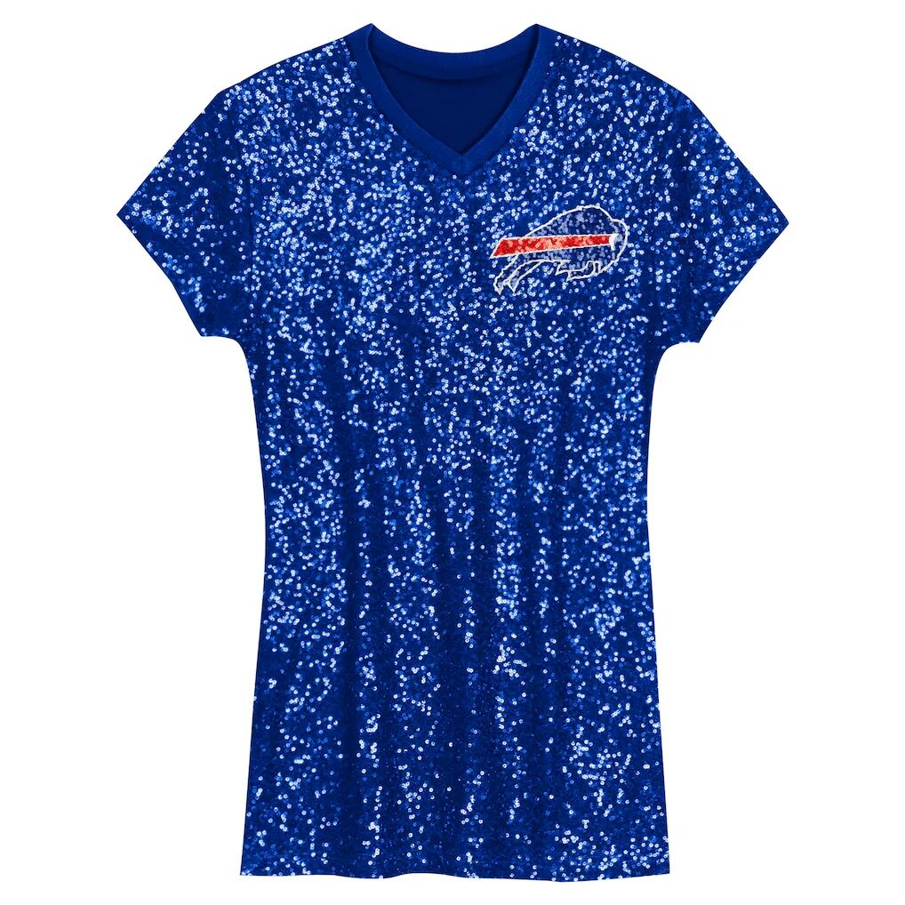 Josh Allen Buffalo Bills Girls Youth Sequin Player Name & Number V-Neck Dress - Royal