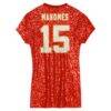 Patrick Mahomes Kansas City Chiefs Girls Youth Sequin Player Name & Number V-Neck Dress - Red - Detail View