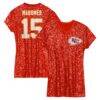 Patrick Mahomes Kansas City Chiefs Girls Youth Sequin Player Name & Number V-Neck Dress - Red - Front View