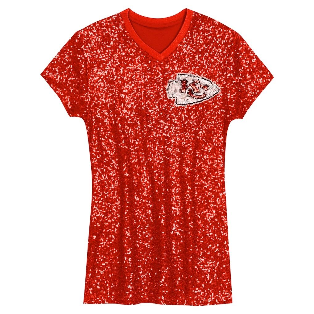 Patrick Mahomes Kansas City Chiefs Girls Youth Sequin Player Name & Number V-Neck Dress