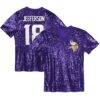 Justin Jefferson Minnesota Vikings Girls Youth Sequin V-Neck Fashion Jersey - Purple - Front View