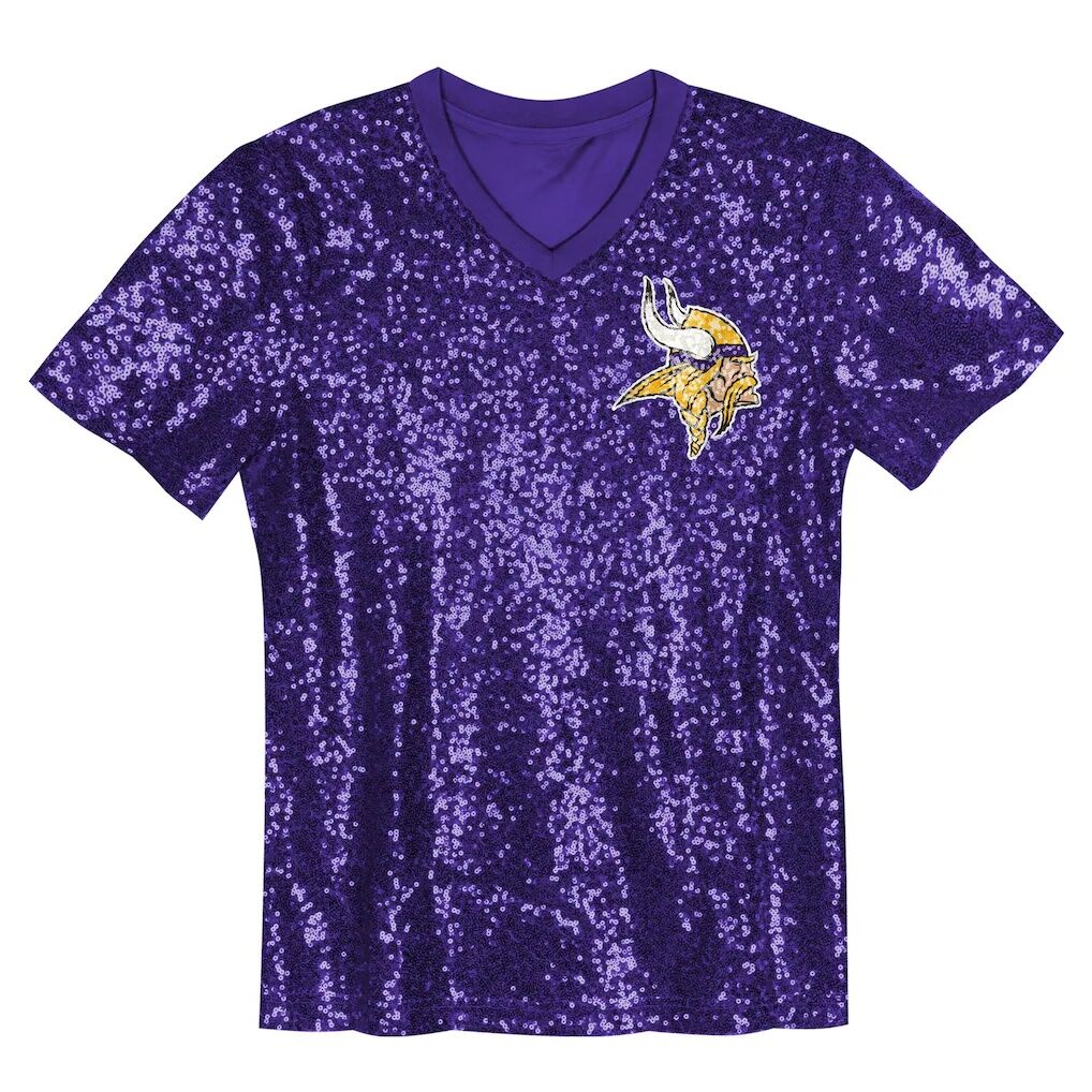 Justin Jefferson Minnesota Vikings Girls Youth Sequin V-Neck Fashion Jersey