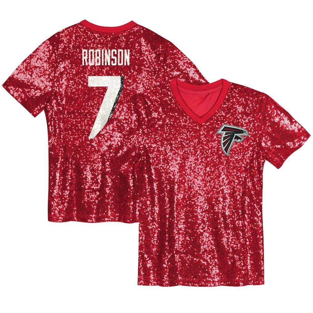 Bijan Robinson Atlanta Falcons Girls Youth Sequin V-Neck Fashion Jersey