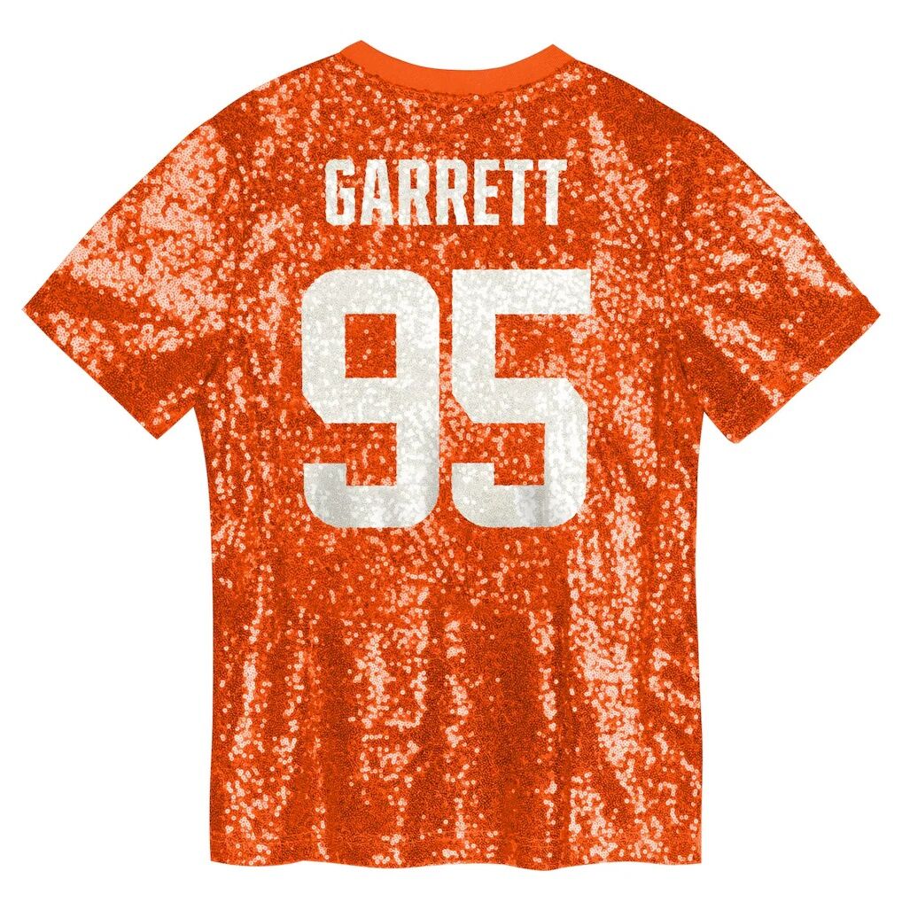 Myles Garrett Cleveland Browns Girls Youth Sequin V-Neck Fashion Jersey