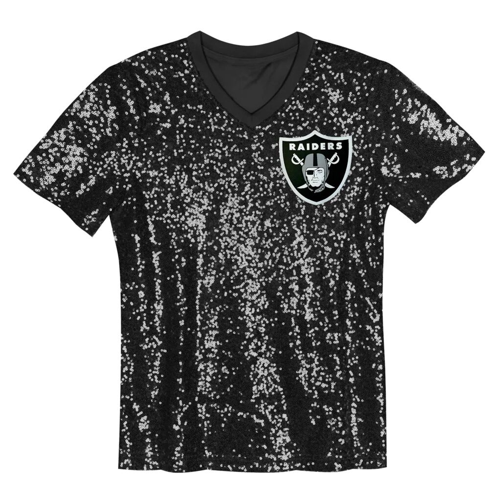 Maxx Crosby Las Vegas Raiders Girls Youth Sequin V-Neck Fashion Jersey