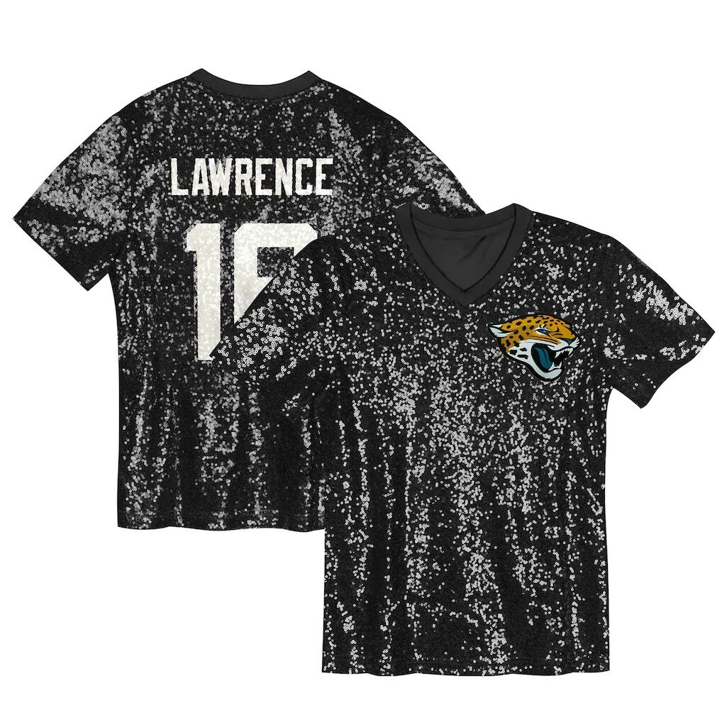 Trevor Lawrence Jacksonville Jaguars Girls Youth Sequin V-Neck Fashion Jersey