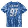 Aidan Hutchinson Detroit Lions Girls Youth Sequin V-Neck Fashion Jersey - Blue - Detail View
