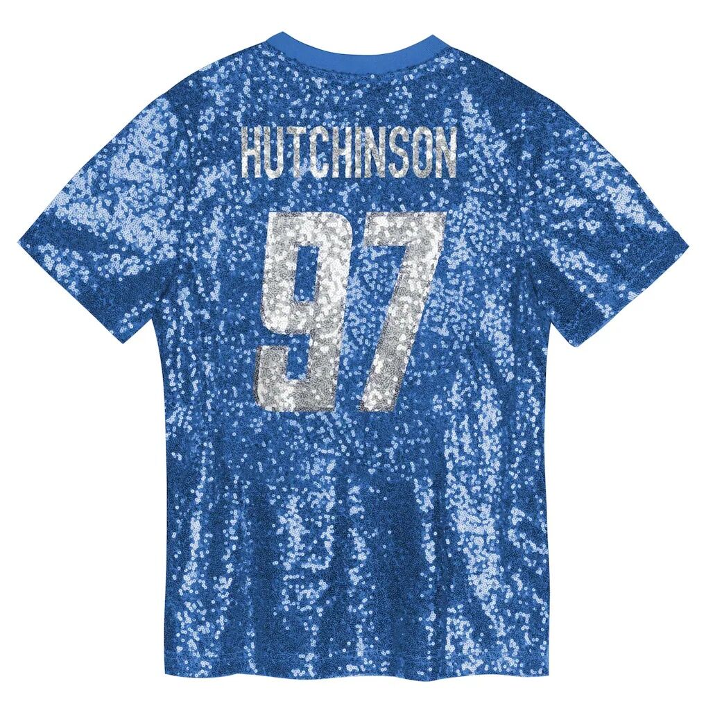 Aidan Hutchinson Detroit Lions Girls Youth Sequin V-Neck Fashion Jersey