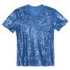 Aidan Hutchinson Detroit Lions Girls Youth Sequin V-Neck Fashion Jersey - Blue - Side View