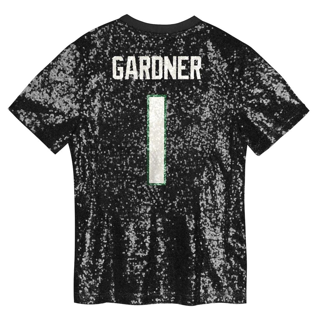 Sauce Gardner New York Jets Girls Youth Sequin V-Neck Fashion Jersey