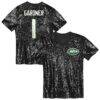 Sauce Gardner New York Jets Girls Youth Sequin V-Neck Fashion Jersey - Black - Front View