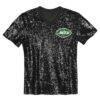 Sauce Gardner New York Jets Girls Youth Sequin V-Neck Fashion Jersey - Black - Side View