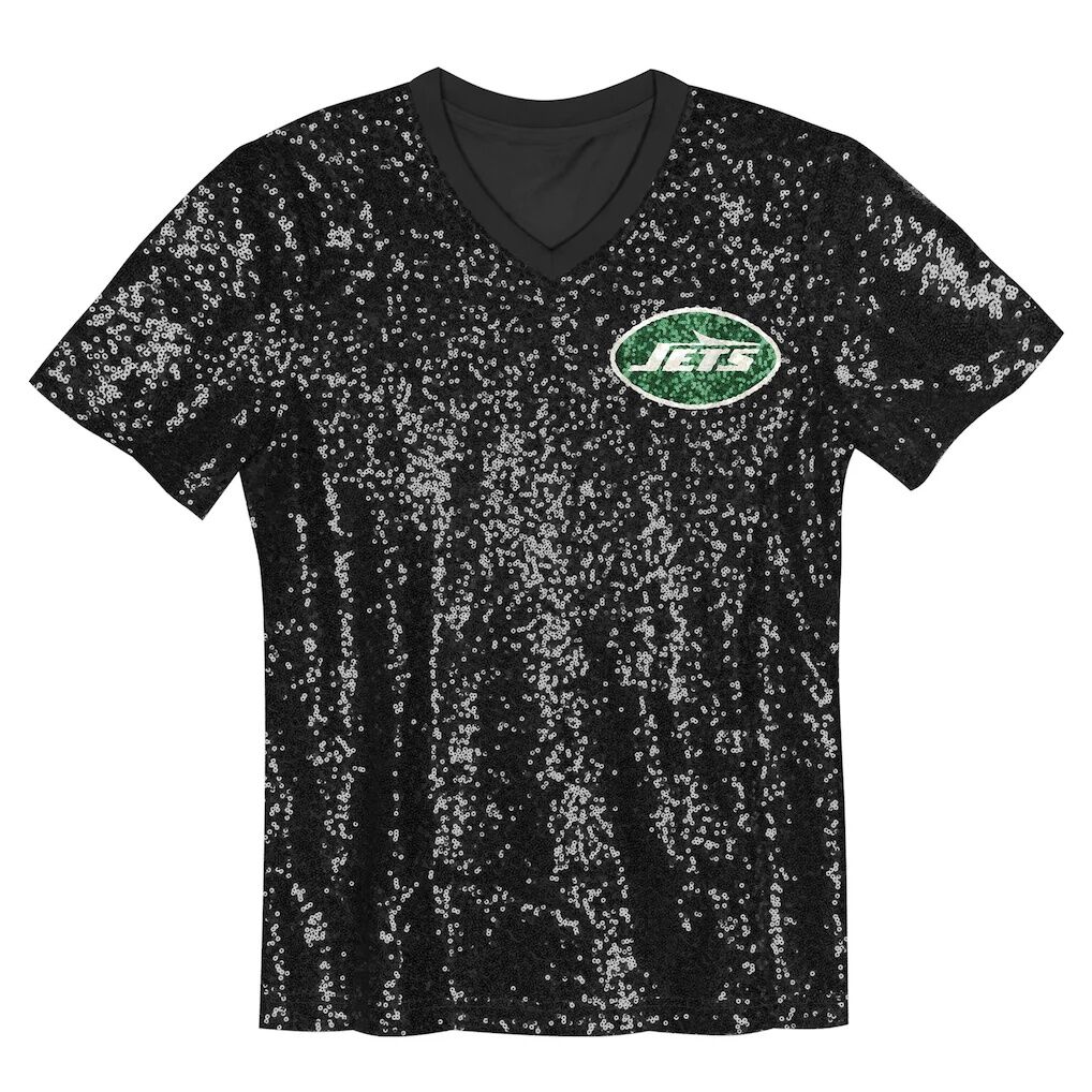 Sauce Gardner New York Jets Girls Youth Sequin V-Neck Fashion Jersey