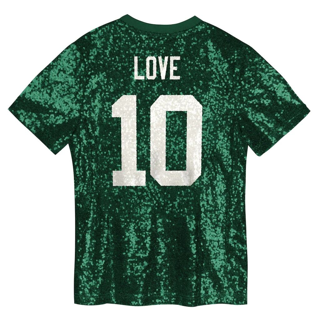 Jordan Love Green Bay Packers Girls Youth Sequin V-Neck Fashion Jersey
