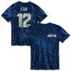 12 Fan Seattle Seahawks Girls Youth Sequin V-Neck Fashion Jersey - - Front View