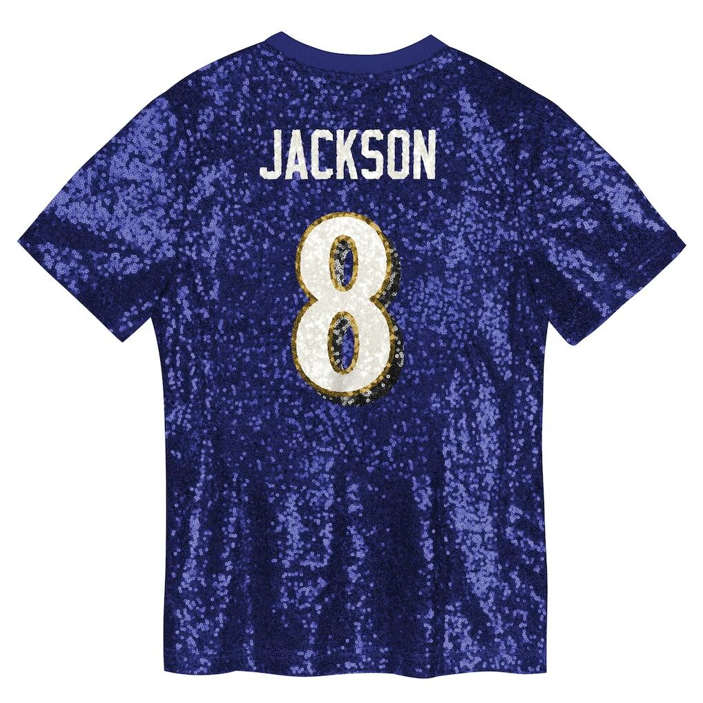 Lamar Jackson Baltimore Ravens Girls Youth Sequin V-Neck Fashion Jersey