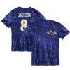 Lamar Jackson Baltimore Ravens Girls Youth Sequin V-Neck Fashion Jersey - Purple - Front View