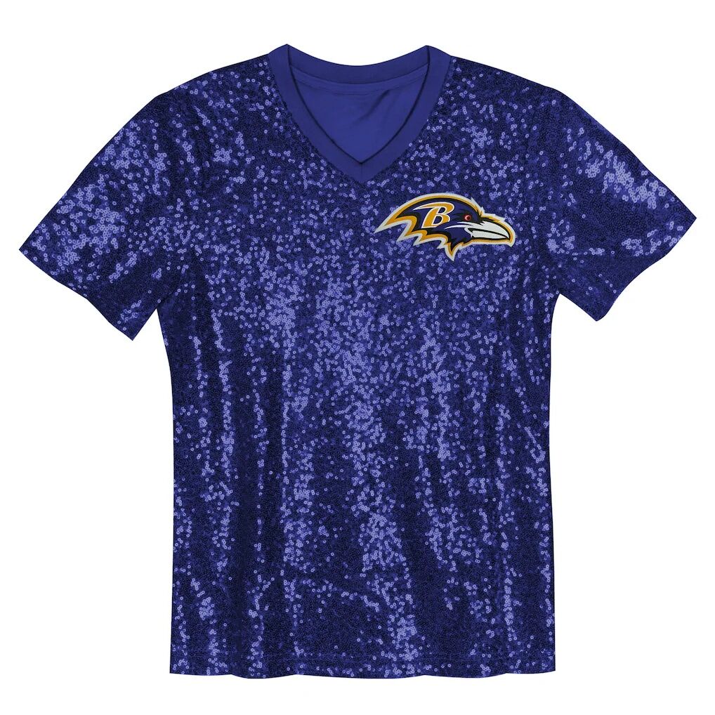 Lamar Jackson Baltimore Ravens Girls Youth Sequin V-Neck Fashion Jersey