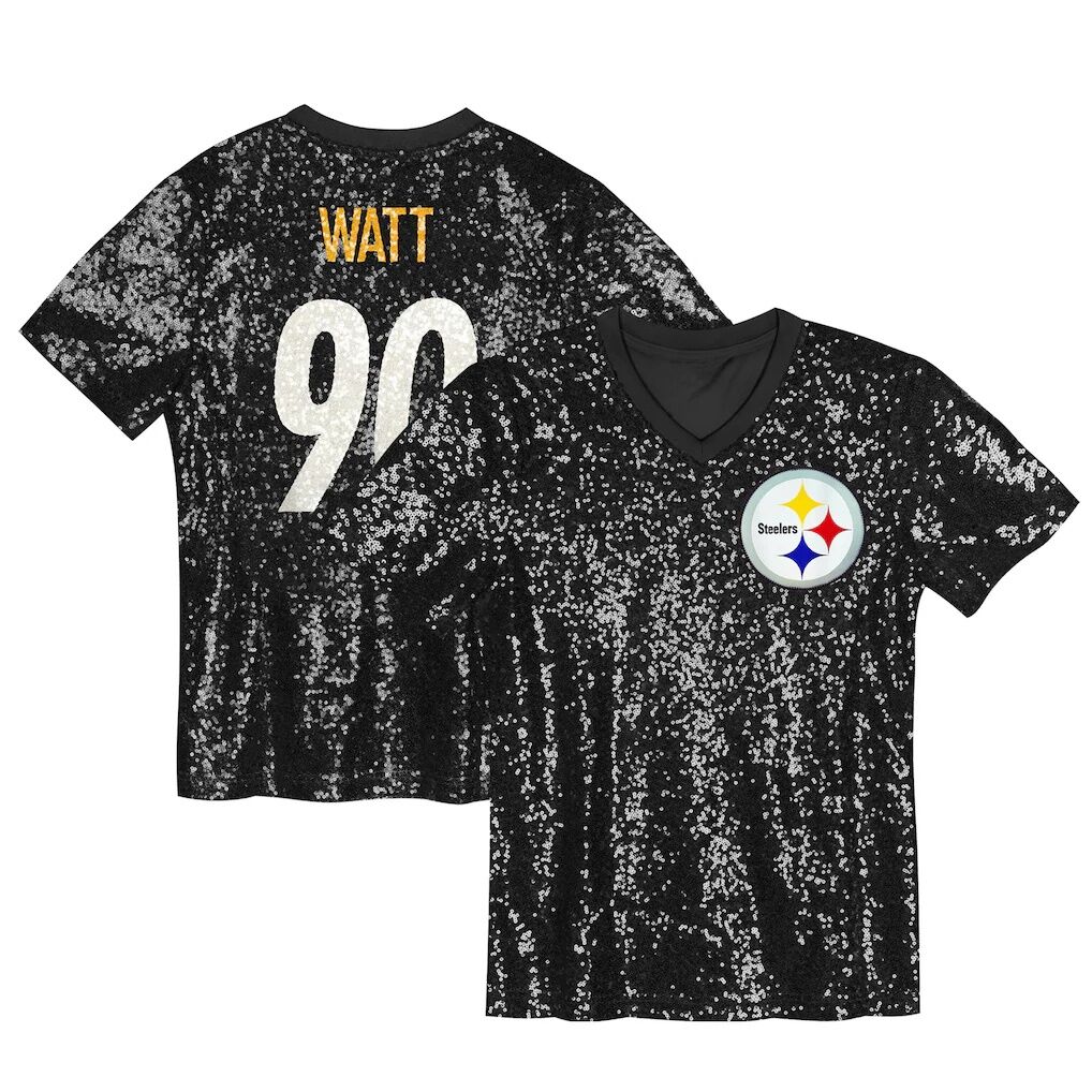 T.J. Watt Pittsburgh Steelers Girls Youth Sequin V-Neck Fashion Jersey