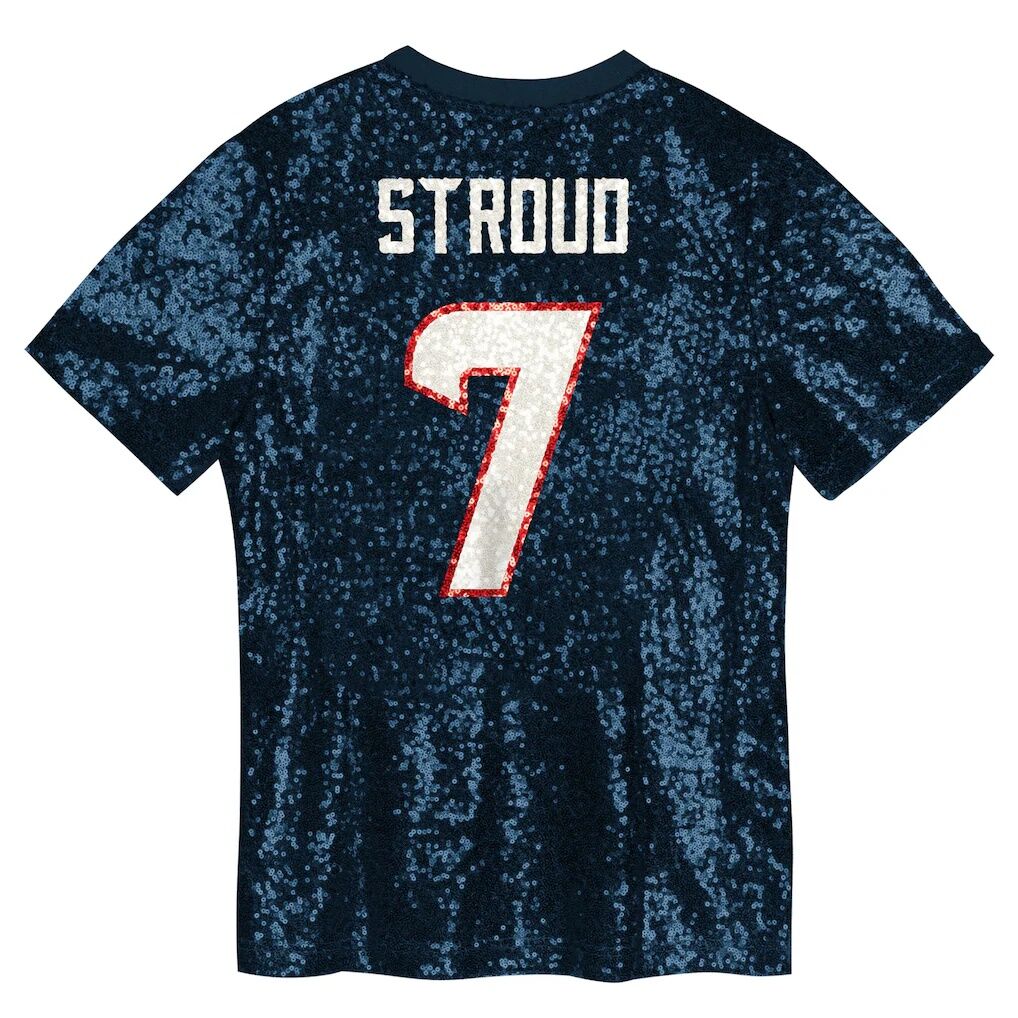 C.J. Stroud Houston Texans Girls Youth Sequin V-Neck Fashion Jersey