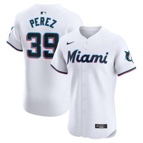 Eury Perez Miami Marlins Nike Home Elite Player Jersey - White - Front View