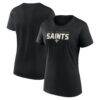 New Orleans Saints Logo Athletic Women's Lean T-Shirt - Black - Front View