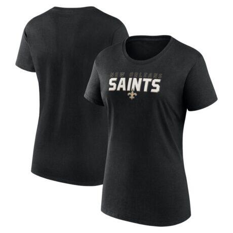 New Orleans Saints Logo Athletic Women's Lean T-Shirt - Black - Front View