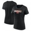Cincinnati Bengals Logo Athletic Women's Lean T-Shirt - Black - Front View