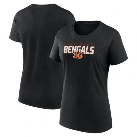 Cincinnati Bengals Logo Athletic Women's Lean T-Shirt - Black - Front View