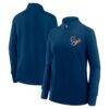Houston Texans Logo Athletic Women's Velocity Quarter-Zip Jacket - Navy - Front View
