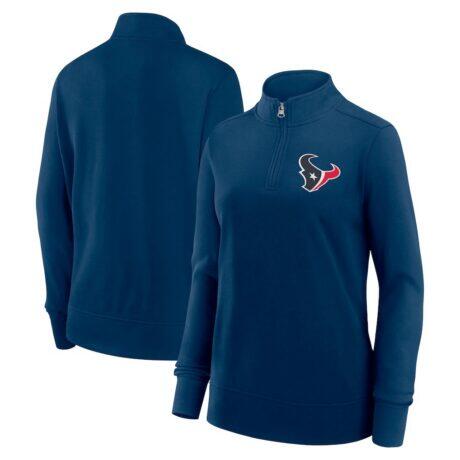 Houston Texans Logo Athletic Women's Velocity Quarter-Zip Jacket - Navy - Front View